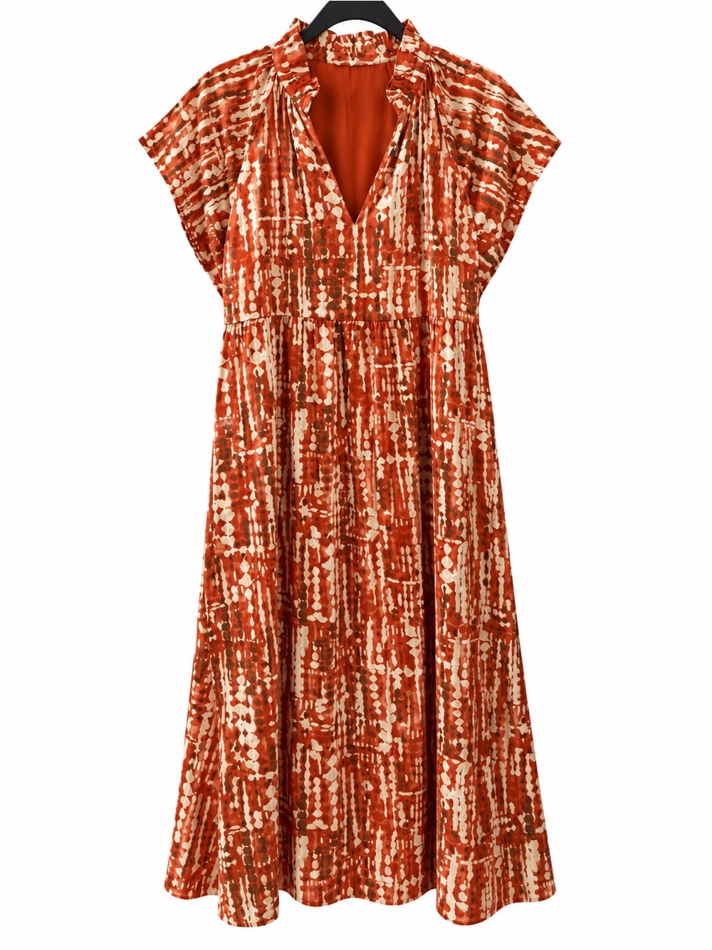 THML Rust Orange Abstract Print Midi Maxi Dress Size Medium